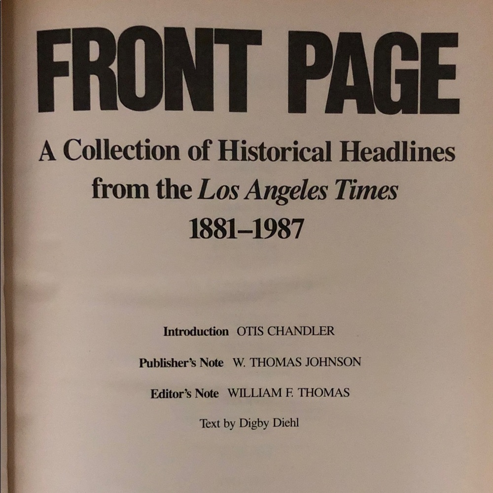 Front Page Los Angeles Times Book